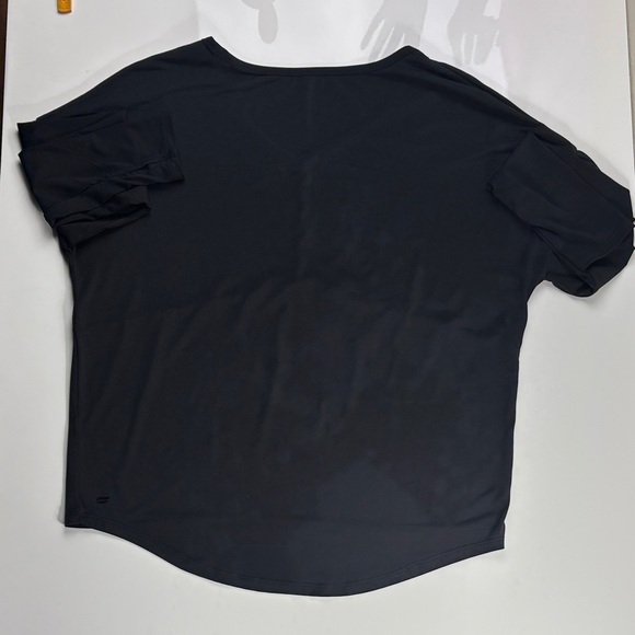 FABLETICS Women’s Black Long Sleeve V-neck with Thumb holes - Picture 3 of 4